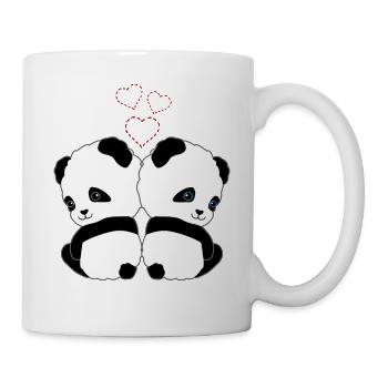 Panda Pandabär Liebe Herzen Frauen Männer Kinder - Tasse - Weiß - Rechts