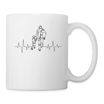 Vater und Sohn Herzschlag - Tasse - Weiß - Rechts