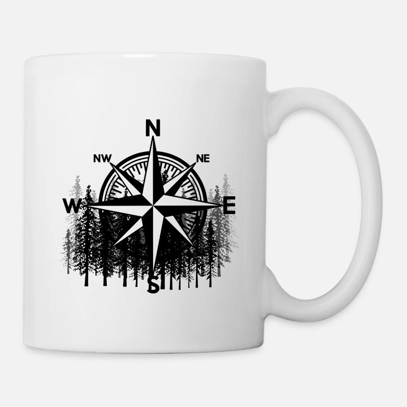 Forest Compass Nature WindRose Outdoor Suède - Mug blanc - blanc