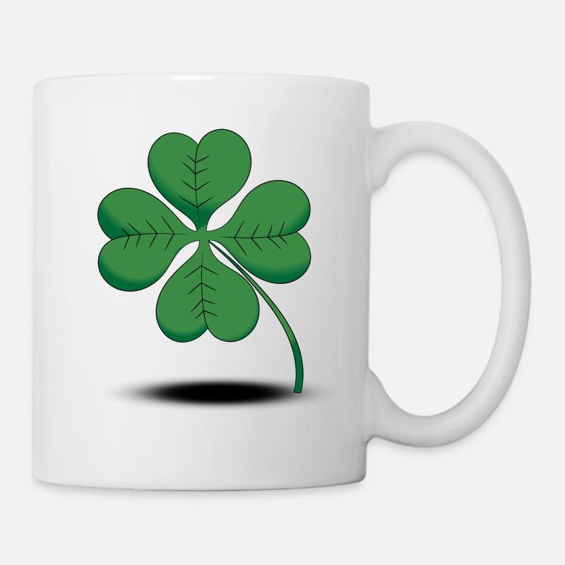 Porte-bonheur porte-bonheur trèfle à quatre feuilles 4 - Mug blanc - blanc