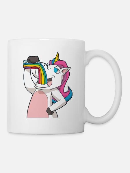 Unicorn drinks the rainbow - Mug - white