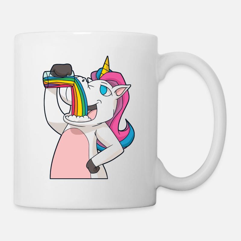 La licorne boit l'arc-en-ciel - Mug blanc - blanc