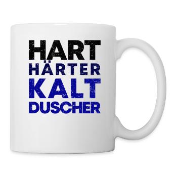 Kaltduscher Hart Männlich Kalt Duschen Geschenk - Tasse - Weiß - Rechts