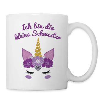 Kleine Schwester Geschenk Einhorn Gesicht - Tasse - Weiß - Rechts