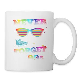 never forget the 90s neunziger Jahre Retro - Tasse - Weiß - Rechts