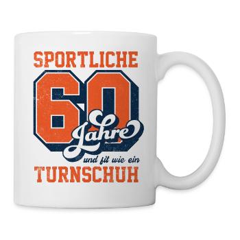 Sportliche 60 Jahre und fit wie ein Turnschuh - Tasse - Weiß - Rechts