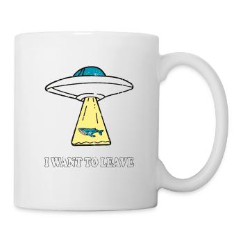 JE VEUX QUITTER OVNI avec une baleine disant idée cadeau - Mug blanc - blanc - Droite
