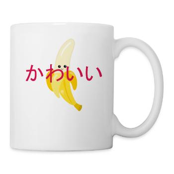 Kawaii Essen Banane Niedlich Japan Cartoon Comic - Tasse - Weiß - Rechts