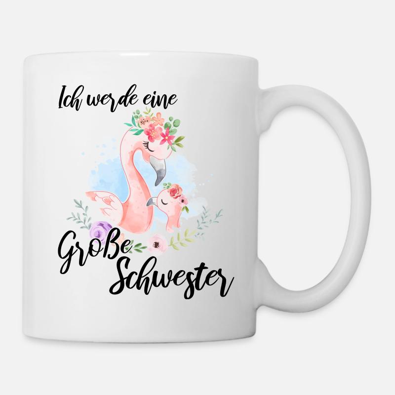 Ich Werde Eine Große Schwester Flamingo - Tasse - Weiß