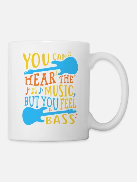 Zwei Bassgitarren - Bassist - Tasse - Weiß