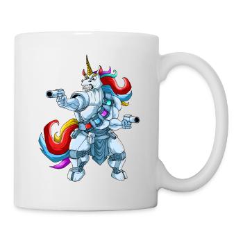 Combat unicorn with weapons and armor - Mug - white - Right