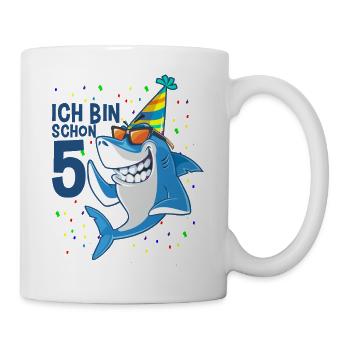 5. Geburtstag Hai - Tasse - Weiß - Rechts