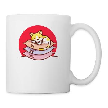 Oreiller en peluche chat toute la journée - Mug blanc - blanc - Droite