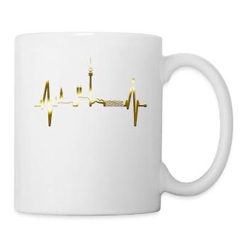 Munich Skyline Heartbeat Bayern Munich Fan Gold - Mug - white - Right