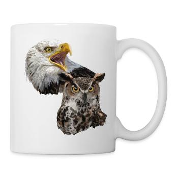 Amerikanischer Pigargo und amerikanische Eule - Tasse - Weiß - Rechts