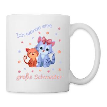 Schwangerschaft verkünden Große Schwester Katze - Tasse - Weiß - Rechts