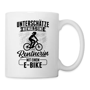 Ebike Rentnerin Radfahrerin E-Bike Radfahrer Motiv - Tasse - Weiß - Rechts