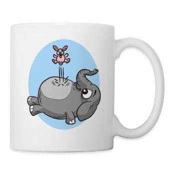 Springende Maus auf Elefant - Tasse - Weiß - Rechts