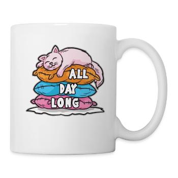ALL DAY LONG Schlafende Katze auf Kissen - Tasse - Weiß - Rechts