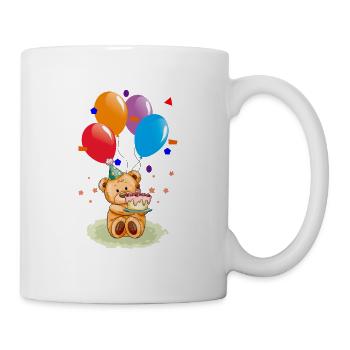 Teddy Bear with Air Balloons Happy Birthday Kids - Tasse - Weiß - Rechts