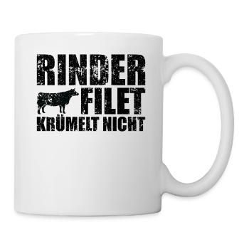 Grillen Griller Grill Rind Grillkohle Geschenkidee - Tasse - Weiß - Rechts