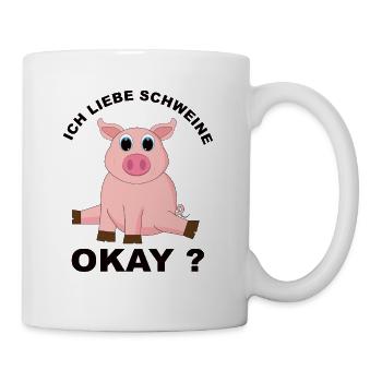 Schweine - Tasse - Weiß - Rechts