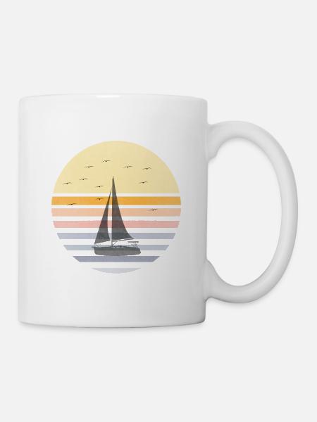 Segeln Segelboot Skipper Segler Möven Vintage - Tasse - Weiß