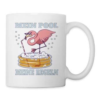 Mein Pool - Swimming Pool - Bademeiste Geschenk - Tasse - Weiß - Rechts