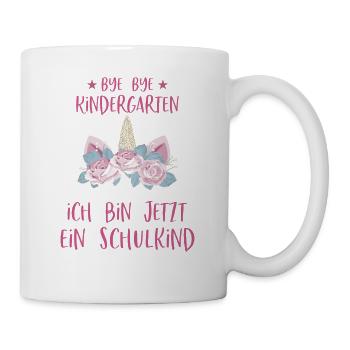 Bye Kindergarten Schule Einhorn Schulkind Geschenk - Tasse - Weiß - Rechts