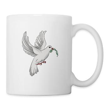 Friedenstaube mit Olivenzweig Taube Olive Zweig - Tasse - Weiß - Rechts