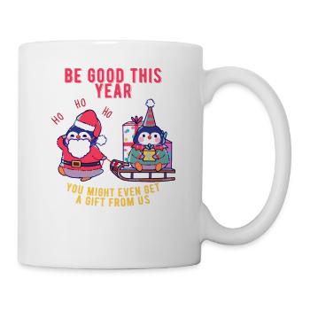 Penguin brings Christmas presents - Mug - white - Right