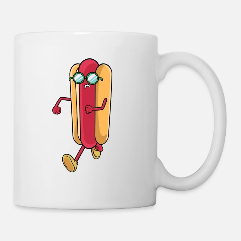 Hot Dog saucisse saucisse course lunettes de course - Mug blanc - blanc