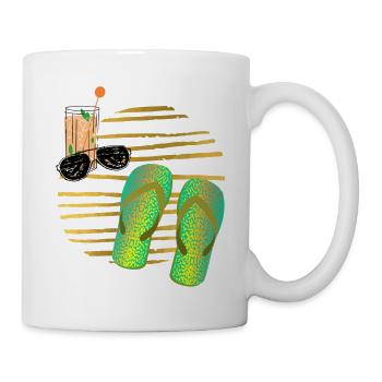 Sommer, Strand und Sonne. - Tasse - Weiß - Rechts