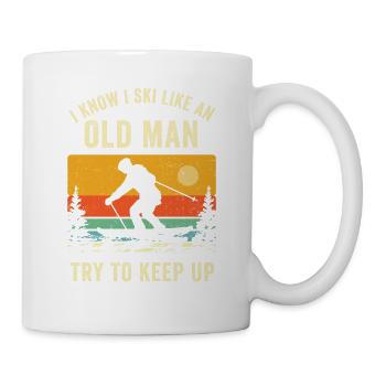 Old Man Skiing Shirt - Funny Skiing Shirt - Funny - Mug - white - Right