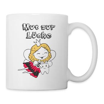 Mut zur Lücke | Lustiges Zahnfee Shirt mit Spruch - Tasse - Weiß - Rechts