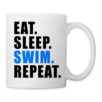 EAT SLEEP SWIM REPEAT GIFT SWIMMER SWIMMING - Mug blanc - blanc - Droite