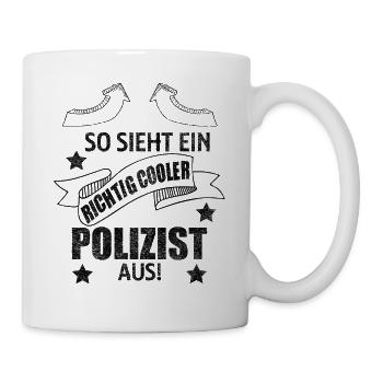 Polizei Lustig Spruch Polizist Geschenk Herren - Tasse - Weiß - Rechts