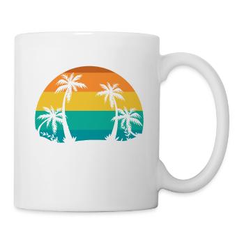 Palmiers, soleil, voyage exotique - Mug blanc - blanc - Droite