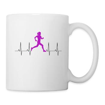 Fitness Running Funny Ladies EKG Runner Heartbeat - Mug - white - Right