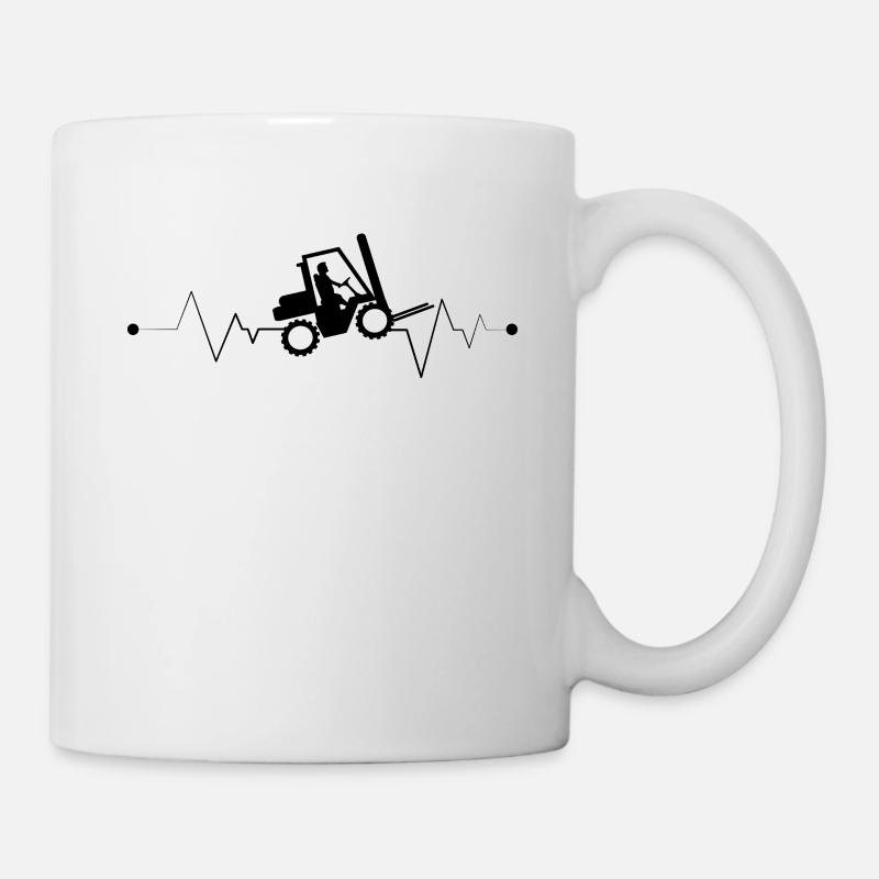 Staplerfahrer Herzschlag Gabelstaplerfahrer Motiv - Tasse - Weiß