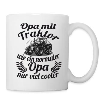 Landwirt Traktor Opa Großvater Bauer Geschenk - Tasse - Weiß - Rechts