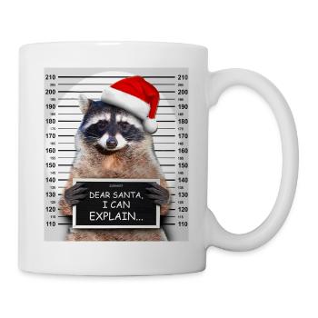Dear Santa I Can Explain Funny Christmas Raccoon - Tasse - Weiß - Rechts