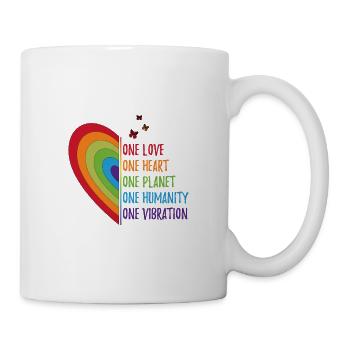 One Love, one heart, one planet, one humanity - Tasse - Weiß - Rechts