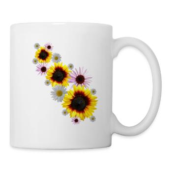 Vrille de fleurs avec tournesols, marguerites, fleurs - Mug blanc - blanc - Droite