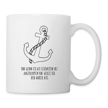 Anker Spruch Heimat Hafen Norden Liebe Boot Meer - Tasse - Weiß - Rechts