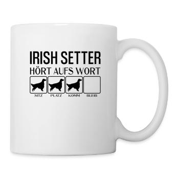 Irish Setter - Hört aufs Wort - lustig, Hunde - Tasse - Weiß - Rechts