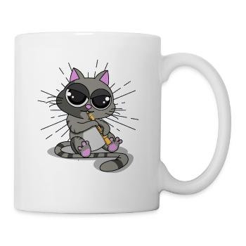 Katze Klarinette, Katze Musik, Katze musikalisch - Tasse - Weiß - Rechts