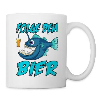 Folge dem Bier Tiefsee Fisch Anglerfisch Bierglas - Tasse - Weiß - Rechts