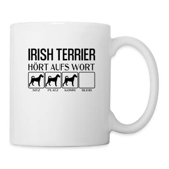 Irish Terrier - Hört aufs Wort - lustig, Hunde - Tasse - Weiß - Rechts