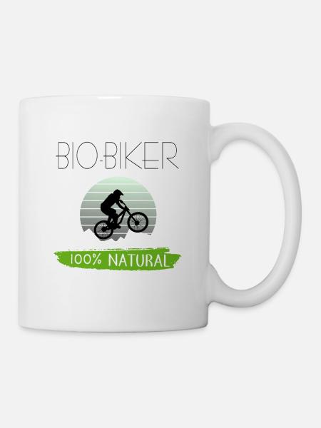 Mountainbike MTB Fahrrad Bio Biker Natur Geschenk - Tasse - Weiß